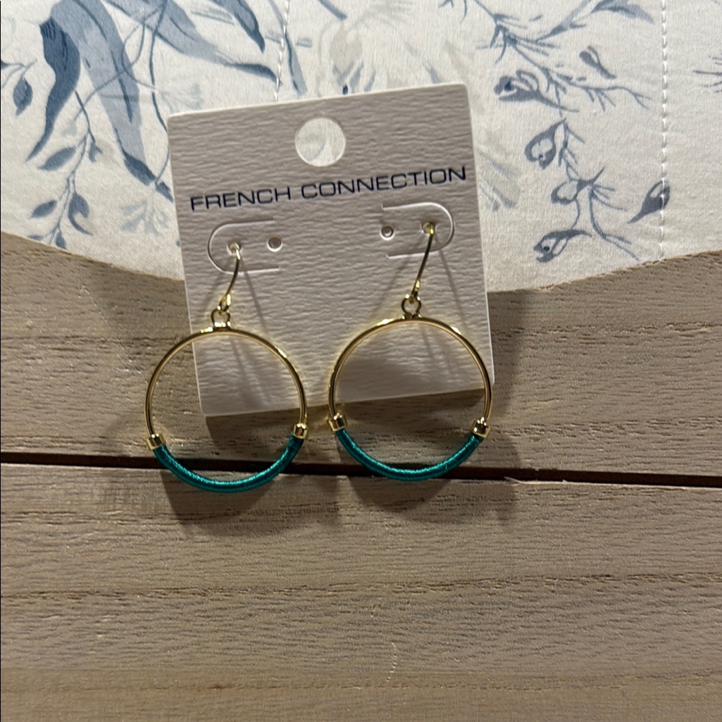 French Connection Gold And Teal Earrings 15$